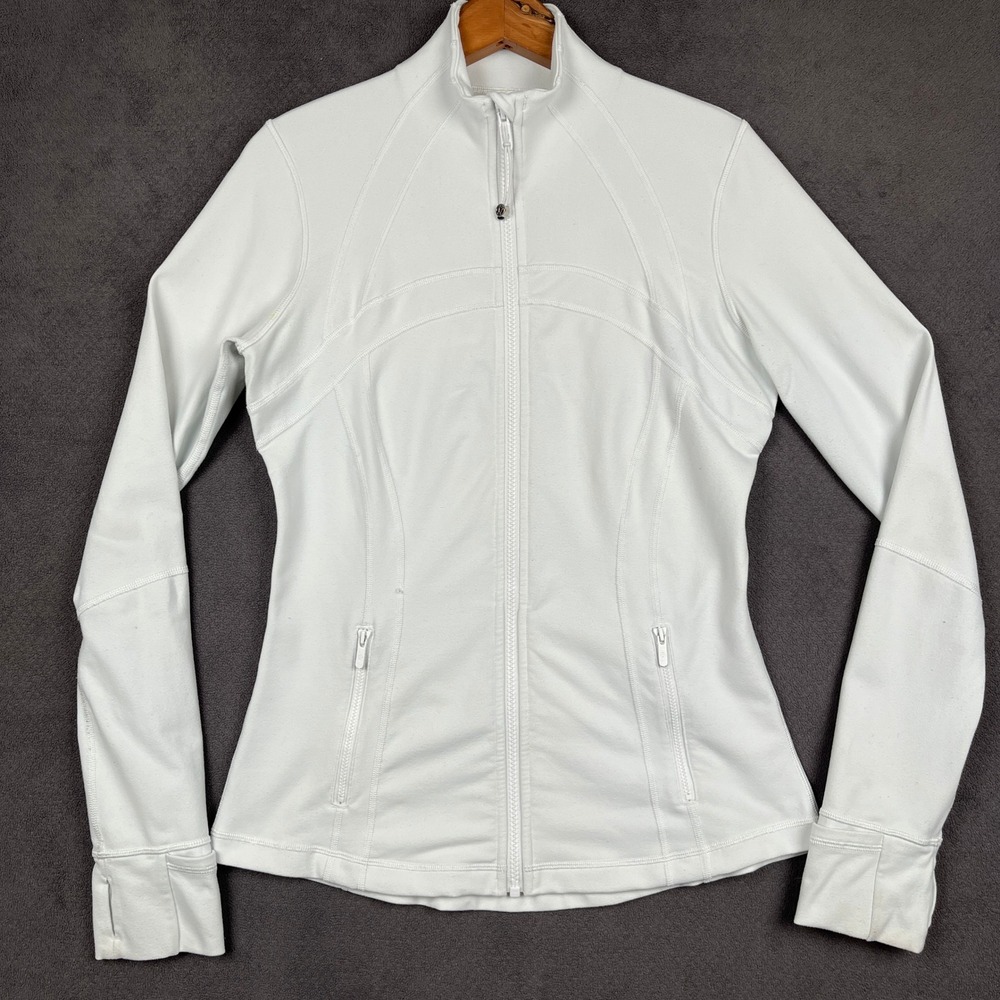 Lululemon Define Jacket Womens 10 White Luon Full Zip Mock Neck Slim Fit LW4AWKS